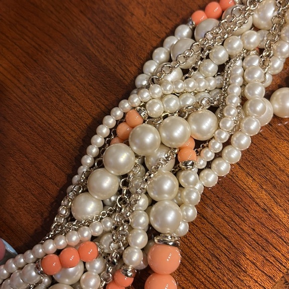 Banana Republic multi strand torsade faux pearl coral gold necklace Chocker - Picture 9 of 12